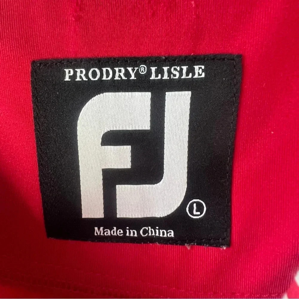FOOTJOY Projoy Lisle Solid Red Short Sleeve Polo Shirt Golf Style Size large - Picture 6 of 10